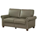 Smooth PU Upholstery Sofa with Silver Nail Decor 2 Removable Under-Seat Storage Boxes for Living Room Gray