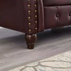 85.8 Divano Chesterfield da Soggiorno Design Classico Trapuntato Ecopelle PU Imbottito con Contenitore Borgogna
