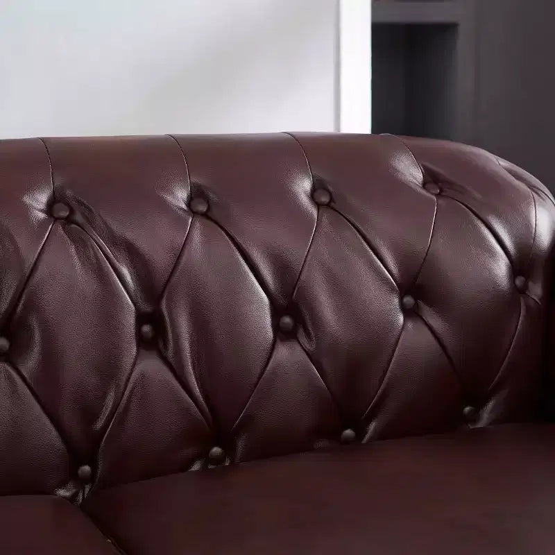 85.8 Divano Chesterfield da Soggiorno Design Classico Trapuntato Ecopelle PU Imbottito con Contenitore Borgogna