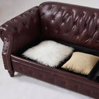 85.8 Divano Chesterfield da Soggiorno Design Classico Trapuntato Ecopelle PU Imbottito con Contenitore Borgogna