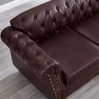 85.8 Divano Chesterfield da Soggiorno Design Classico Trapuntato Ecopelle PU Imbottito con Contenitore Borgogna