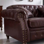 85.8 Divano Chesterfield da Soggiorno Design Classico Trapuntato Ecopelle PU Imbottito con Contenitore Borgogna