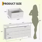 Cassettiera a 12 cassetti lunga 160 cm, porta TV per televisori da 55, 65, 70 pollici, con ripiani aperti per camera da letto e soggiorno, facile da montare