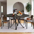 TUYOHW 47'' Round Dining Table for 4,Modern Black with Criss Cross Metal Legs & Adjustable Feet,Industrial for Kitchen,Dining & Office