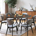 Tavolo da pranzo rotondo 47'' per 4 persone, moderno nero con gambe in metallo incrociate e piedini regolabili, industriale per cucina, sala da pranzo e ufficio