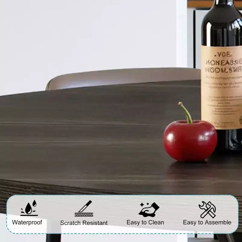 Tavolo da pranzo rotondo 47'' per 4 persone, moderno nero con gambe in metallo incrociate e piedini regolabili, industriale per cucina, sala da pranzo e ufficio