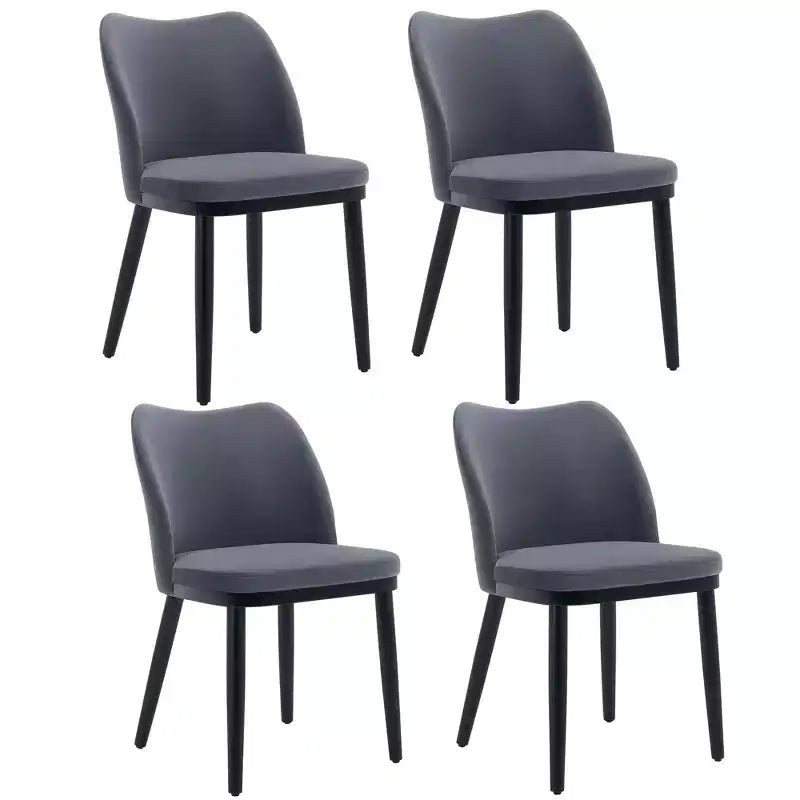 Set di 4 sedie da pranzo con morbidi cuscini e robuste gambe in legno. Ideale per sale da pranzo, cucine, soggiorni - grigio scuro