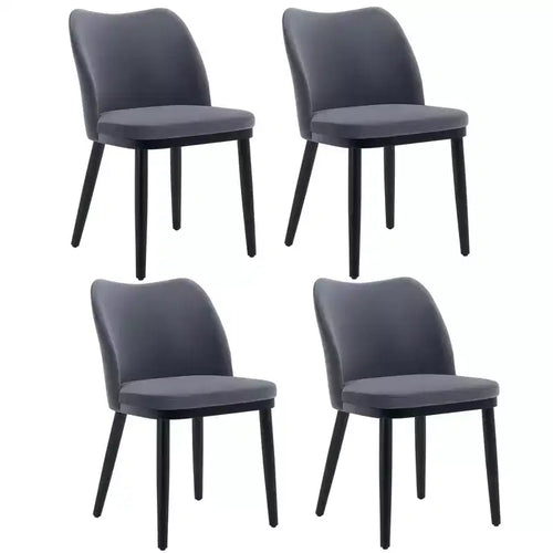 Set di 4 sedie da pranzo con morbidi cuscini e robuste gambe in legno. Ideale per sale da pranzo, cucine, soggiorni - grigio scuro