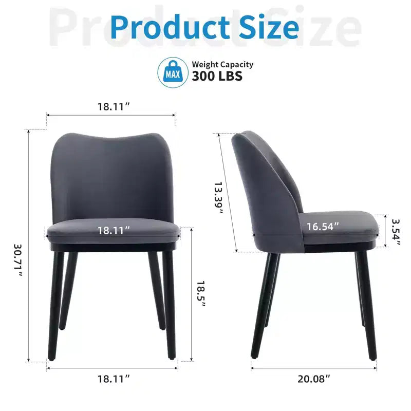 Set di 4 sedie da pranzo con morbidi cuscini e robuste gambe in legno. Ideale per sale da pranzo, cucine, soggiorni - grigio scuro