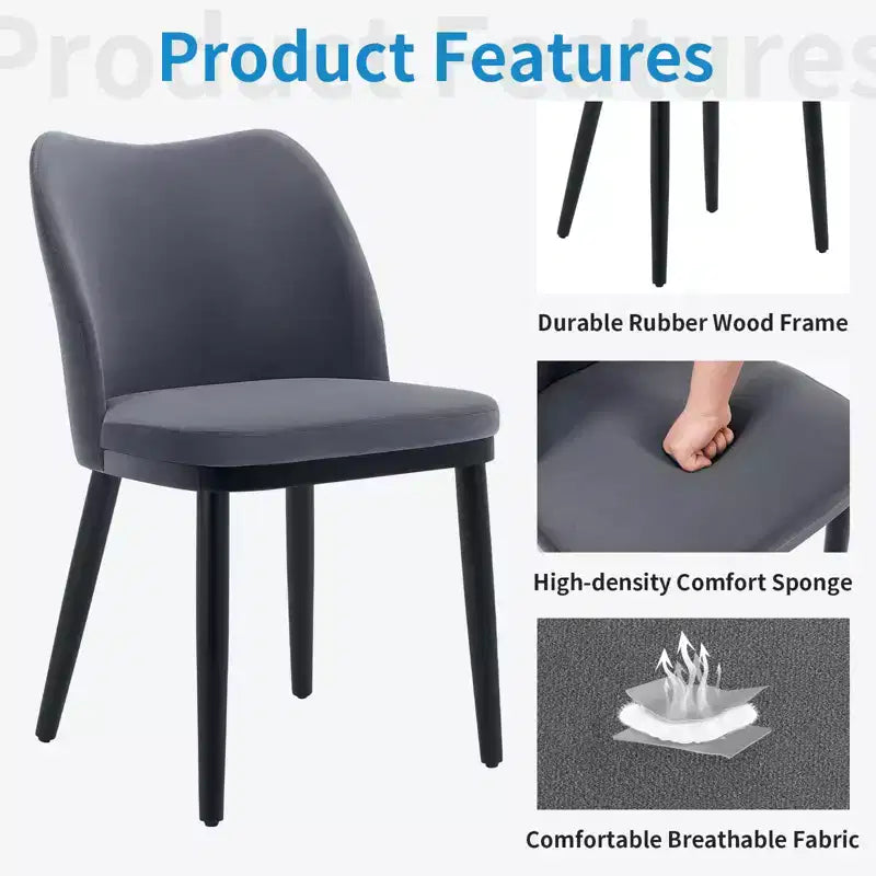 Set di 4 sedie da pranzo con morbidi cuscini e robuste gambe in legno. Ideale per sale da pranzo, cucine, soggiorni - grigio scuro