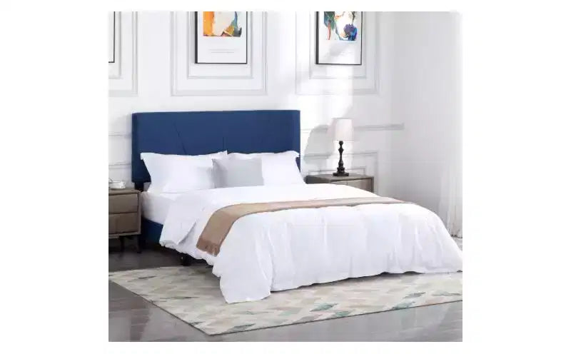 Elegante Letto a Piattaforma Queen Size con Testiera Imbottita e Supporto a Doghe, Classico Letto in Legno per Camera da Letto Principale