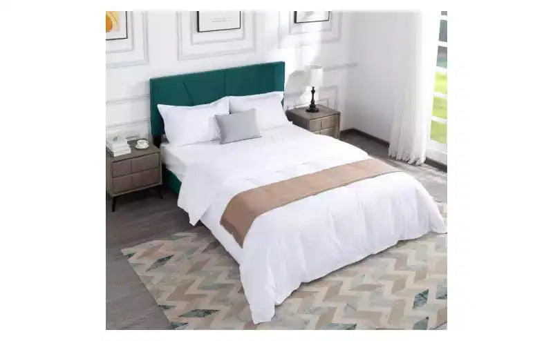 Elegante Letto a Piattaforma Queen Size con Testiera Imbottita e Supporto a Doghe, Classico Letto in Legno per Camera da Letto Principale