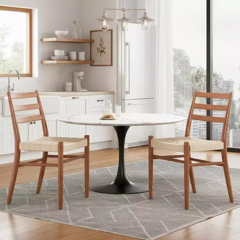 2 sedie da pranzo con sedile in corda intrecciata, sedie da cucina con struttura in metallo e schienale aperto, sedie traspiranti per sala da pranzo e soggiorno