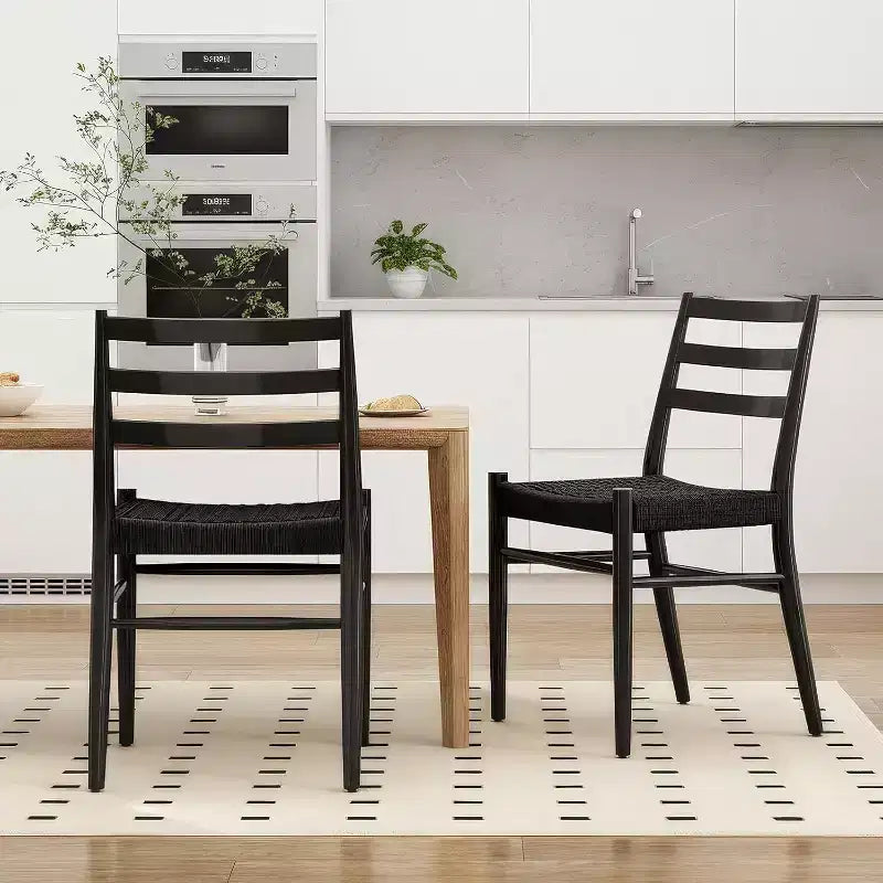 2 sedie da pranzo con sedile in corda intrecciata, sedie da cucina con struttura in metallo e schienale aperto, sedie traspiranti per sala da pranzo e soggiorno