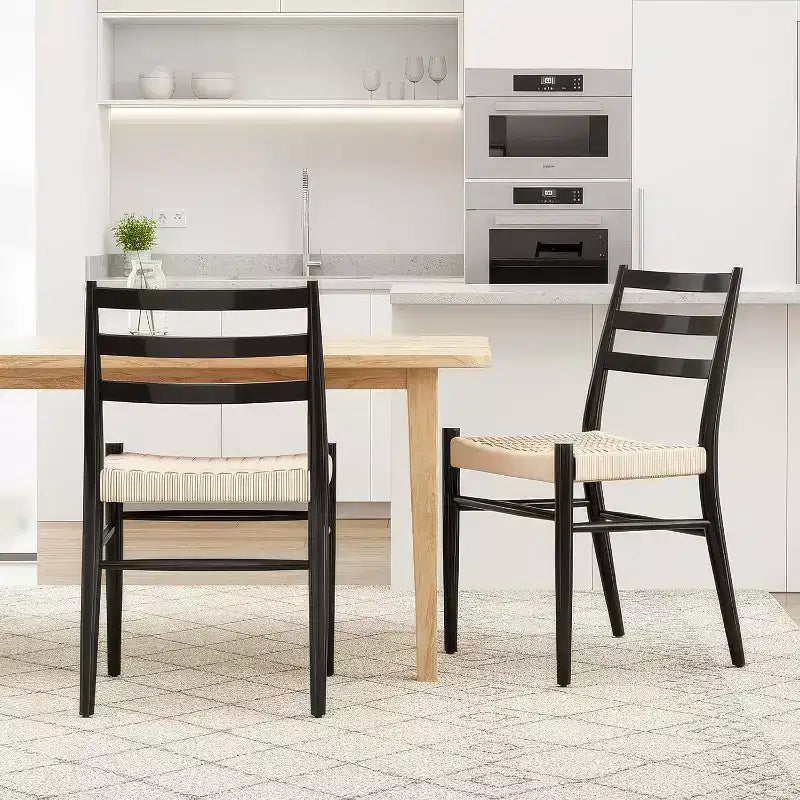 2 sedie da pranzo con sedile in corda intrecciata, sedie da cucina con struttura in metallo e schienale aperto, sedie traspiranti per sala da pranzo e soggiorno