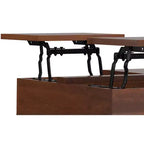 SOLID MANGO WOOD 32 inch Wide Square Industrial Lift Top Coffee Table