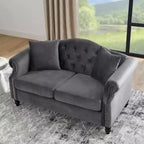Divanetto Chesterfield in velluto da 57", divano a 2 posti con braccioli arrotolati, finiture con borchie per soggiorno piccolo, camera da letto, appartamento-Panipeachy