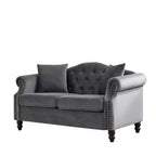 Divanetto Chesterfield in velluto da 57", divano a 2 posti con braccioli arrotolati, finiture con borchie per soggiorno piccolo, camera da letto, appartamento-Panipeachy