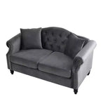 Divanetto Chesterfield in velluto da 57", divano a 2 posti con braccioli arrotolati, finiture con borchie per soggiorno piccolo, camera da letto, appartamento-Panipeachy
