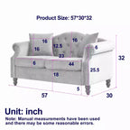 Divanetto Chesterfield in velluto da 57", divano a 2 posti con braccioli arrotolati, finiture con borchie per soggiorno piccolo, camera da letto, appartamento-Panipeachy