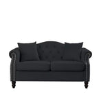Divanetto Chesterfield in velluto da 57", divano a 2 posti con braccioli arrotolati, finiture con borchie per soggiorno piccolo, camera da letto, appartamento-Panipeachy