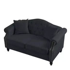Divanetto Chesterfield in velluto da 57", divano a 2 posti con braccioli arrotolati, finiture con borchie per soggiorno piccolo, camera da letto, appartamento-Panipeachy
