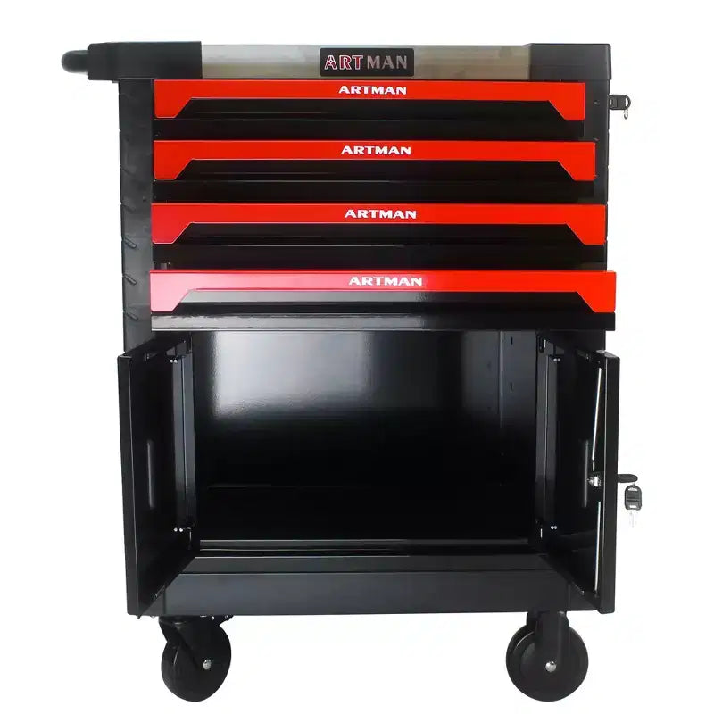 Carrello portautensili a 4 cassetti con ruote, organizer per attrezzi resistente e bloccabile per officina garage