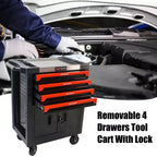 4 Drawer Rolling Tool Cart with Wheels, Heavy Duty Lockable Tool Organizer Cabinet for Garage Workshop