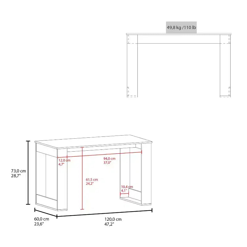 Scrivania per Computer da 120 cm, Scrivania Moderna con Piano in Melamina Antigraffio, Scrivania da Lavoro per Ufficio Domestico, Studio, Piccoli Spazi