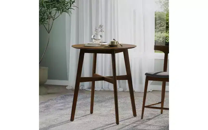 40 Tavoli da pranzo rotondi per 2-4 persone, Tavolo da cucina ad altezza bancone con struttura in legno, Tavolino compatto per appartamento, Capacità 136 kg
