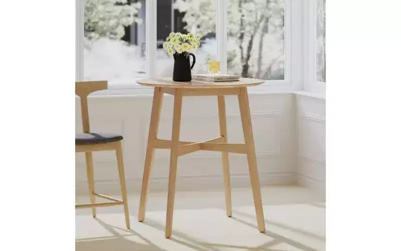 40 Tavoli da pranzo rotondi per 2-4 persone, Tavolo da cucina ad altezza bancone con struttura in legno, Tavolino compatto per appartamento, Capacità 136 kg