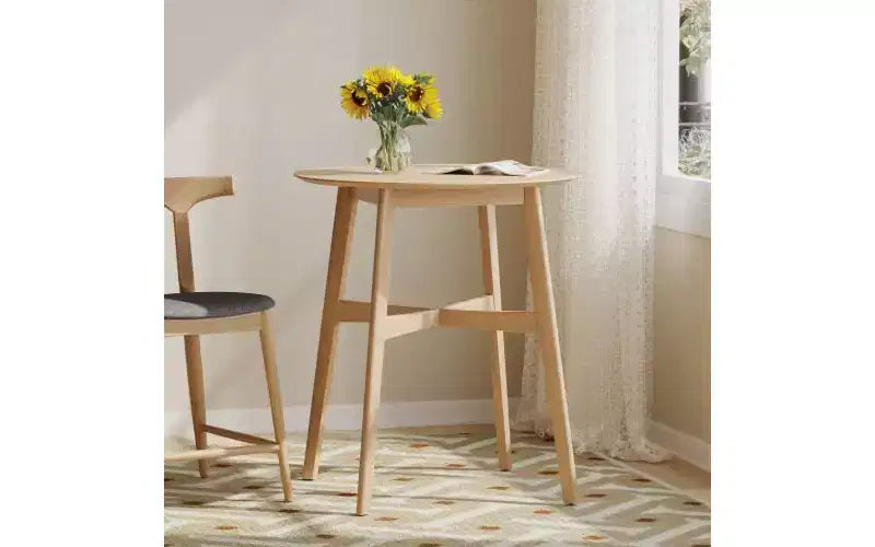 40 Tavoli da pranzo rotondi per 2-4 persone, Tavolo da cucina ad altezza bancone con struttura in legno, Tavolino compatto per appartamento, Capacità 136 kg