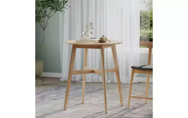 40 Tavoli da pranzo rotondi per 2-4 persone, Tavolo da cucina ad altezza bancone con struttura in legno, Tavolino compatto per appartamento, Capacità 136 kg