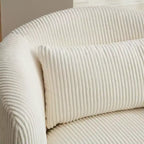 Poltrona girevole moderna con cuscino, Poltrona a botte imbottita in velluto a coste con braccioli, Poltrone comode per soggiorno, camera da letto