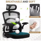 Ergonomic Mesh Office Chair with Adjustable Headrest & Lumbar Support, High Back Swivel Desk Chair for Home or Office