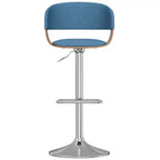 Calinda Adjustable Swivel Barstool Blue: Mid-Century Modern, Upholstered, Steel Legs