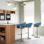 Calinda Adjustable Swivel Barstool Blue: Mid-Century Modern, Upholstered, Steel Legs