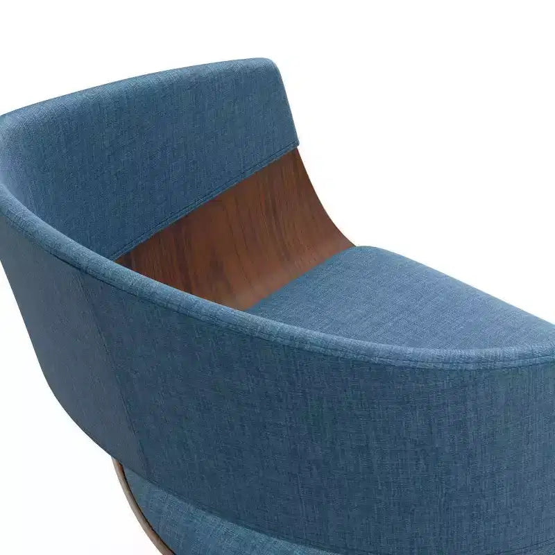 Sgabello da bar Calinda con rotelle regolabile blu: moderno di metà secolo, imbottito, gambe in acciaio