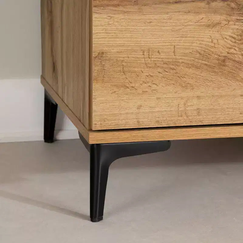 Cassettiera 5 cassetti Marrone/Rovere Nordik: Design Moderno Urbano, Maniglie e Gambe in Metallo, Superficie Laminata
