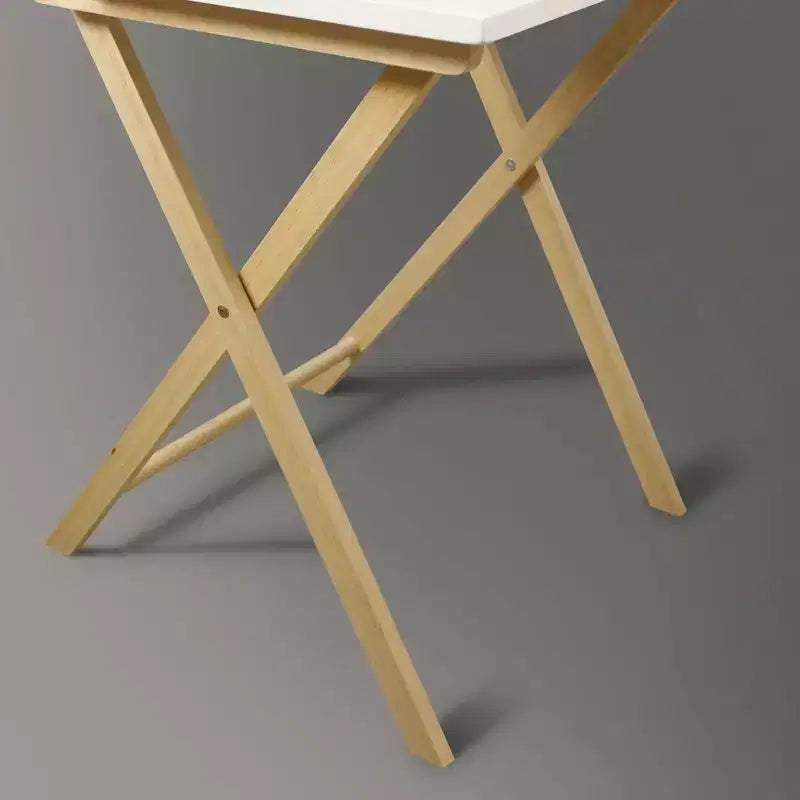 Solid Wood 2 Tier Foldable Laptop Desk White/Natural