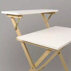 Solid Wood 2 Tier Foldable Laptop Desk White/Natural