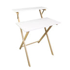 Solid Wood 2 Tier Foldable Laptop Desk White/Natural