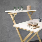 Solid Wood 2 Tier Foldable Laptop Desk White/Natural