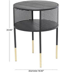 Olivia & May Metal Open Grid Frame 1 Shelf Accent Table: Round, No Assembly, Indoor Use