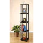 5-Tier Corner Square Bookshelf Anti-Tipping Display Rack Shelf for Bathroom & Closet & Home Office & Living Room & Kitchen