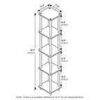 5-Tier Corner Square Bookshelf Anti-Tipping Display Rack Shelf for Bathroom & Closet & Home Office & Living Room & Kitchen