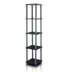5-Tier Corner Square Bookshelf Anti-Tipping Display Rack Shelf for Bathroom & Closet & Home Office & Living Room & Kitchen