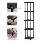 5-Tier Corner Square Bookshelf Anti-Tipping Display Rack Shelf for Bathroom & Closet & Home Office & Living Room & Kitchen
