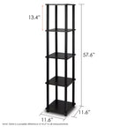 5-Tier Corner Square Bookshelf Anti-Tipping Display Rack Shelf for Bathroom & Closet & Home Office & Living Room & Kitchen