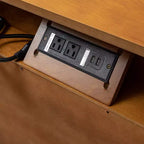 Margery Mid-century Modern 2 - Drawer End Table with Built-In Outlets and Cable Management and Open Shelf